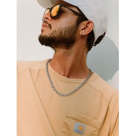 U7 Jewelry Stainless Steel 6mm Rope Chain Necklace for Men, 20 Inch