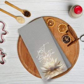 KTYHD Just Breathe Lotus Flower - Toallas de cocina Zen de loto para cocina, inspiradoras toallas de mano decorativas motivacionales para platos de baño y toallas de plato