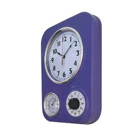 Lily's Home Retro Kitchen Clock with Temperature and Timer (Purple)