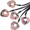 SUNYIK Natural Rhodonite Love Heart Crystal Lucky Coin Pendenat Necklace