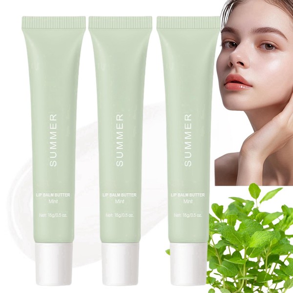 3pcs Moisturizing Natural Lip Balm,Green Lip Oil,Tinted Lip Balm,Lip Butter