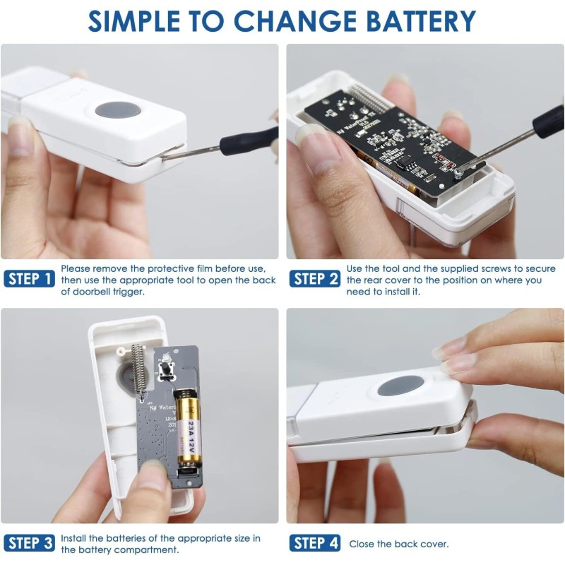 PHYSEN Wireless Doorbell with 2 Receivers 2 Buttons - PHYSEN