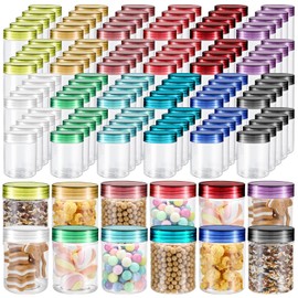 Blushtier 120 Pcs 8 oz Plastic Jars with Lids Clear Round Leakproof Storage Containers Empty Refillable Plastic Jars for Travel Storage Face Creams Kitchen Household Food Spice (Classic Color)