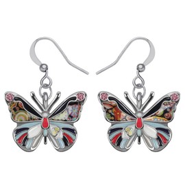 BONSNY Enamel Cute Butterfly Gifts for Women Earrings Dangle Jewellery Novelty Funny Charms Accessories, enamel, No Gemstone