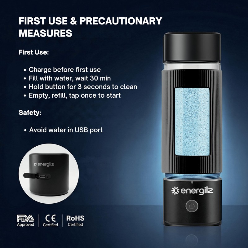 Energilz Hydrogen Water Bottle | Large 16.2 oz (480 ml)