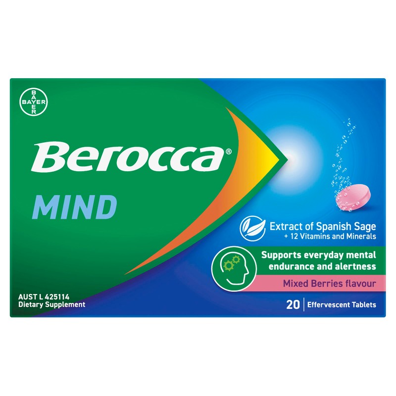 Berocca Mind Mixed Berry Flavour Effervescent 20 Tablets