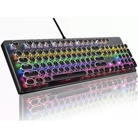 Black/White Wired 104-key Full Sized Anti-Ghosting Typewriter Mechanical Keyboard with RGB Backlights with Two Colors and Switches - Color: White