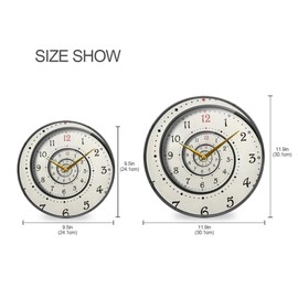 ALAZA Modern White Spiral Wall Clock Battery Operated Silent Non Ticking Clocks for Living Room Decor 12 Inch / 9.5 Inch