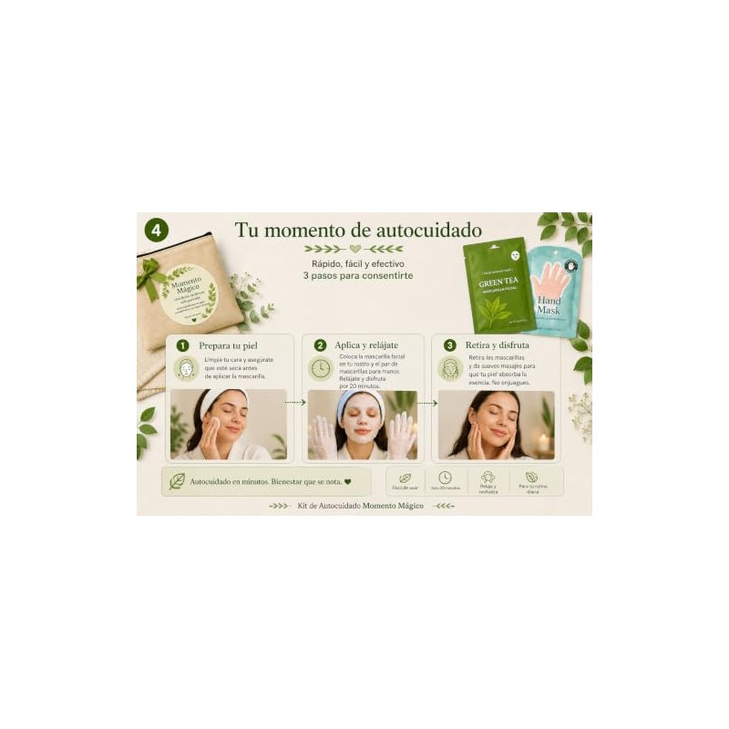 Genérico Kit Autocuidado Verde Cara Manos Cada Uno