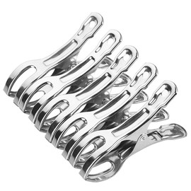 Laundry Pins, Super Strong Stainless Steel, Comforter, Rod Shears, Laundry Clip, Hanger Stopper, Clothesline, Windproof, Pinch for Rod, Multi-purpose Clip, Anti-Slip, 8 Pieces/6 Pieces, Large Size (Style 1: M - 9 x 5 x 1.2 cm / 6 Pieces)