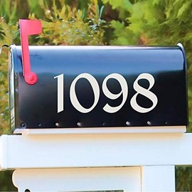 Reflective White 4 Sets Mailbox Numbers Sticker Decals Die Cut Bold King Style 2" Self Adhesive Vinyl Numbers for Mailbox, Signs, Window, Door, Cars, Trucks, Home, Business, Address Number
