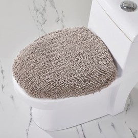 Better Trends Lid Cover for Toilet 100% Cotton Tufted Machine Washable Seat Covers, Soft & Absorbent 18" x 20" Beige Granada Collection