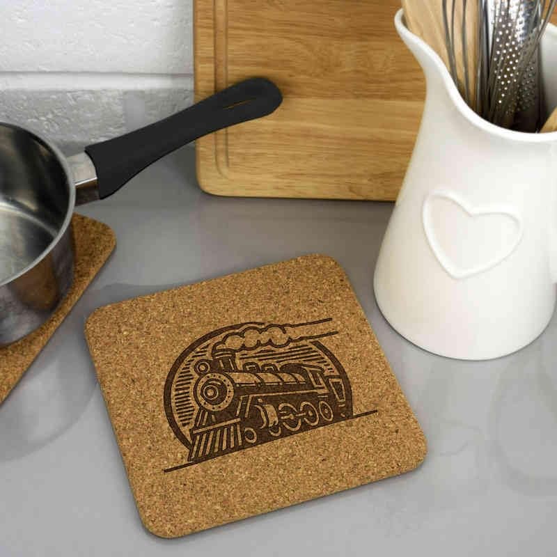 'Steam Train' Square Cork Trivet/Pot Stand (TR00026999)