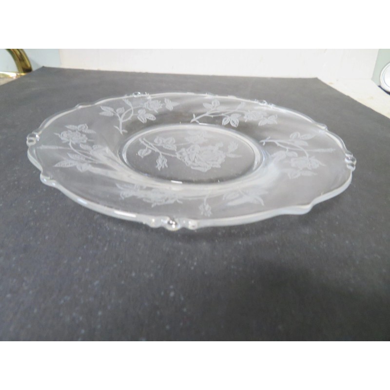 Heisey Vintage Heisey Glass Rose Etched Rose Salad Dessert Plate