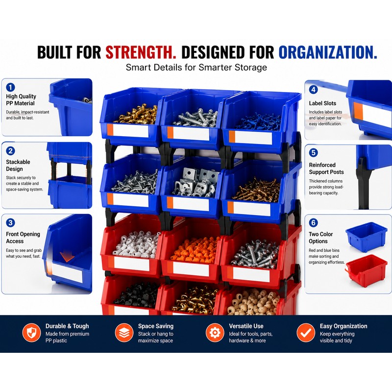 SucceBuy 24pcs Stackable Organizer Bin 30x18 Inch Standing Tiered Shelf
