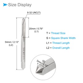 CoCud Thread Milling Taps, 8#-32 UNC Thread 2B, High Speed Steel Machine 3 Straight Flutes Screw Threading Tool - (Applications: for Tapping Drilling Machine), 3-Pieces
