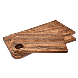IXXORA Handcrafted Acacia Mango & Teak Solid Wood Chopping/Charcuterie Boards with Food-Grade Oil-Based Natural Brown Finish (Set of 3) for Meal Prep and Serving, with hole for easy hanging & storage