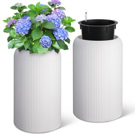 Hipicute 29 Inch Tall Self Watering Pots Set of 2 with Water Level Monitor, Tall Planters for Indoor and Outdoor Plants, Flower Pots for Living Room, Bedroom, Office, Patio, Porch, Garden, White