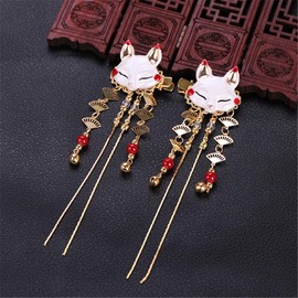 Kingsie Fox Tassel, Hair Ornament, Fan, Hair Clip, Hair Accessory, For Chinese Style, Chinese Clothing, Kimono, Yukata, Kimono