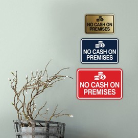 Signs ByLITA Classic Framed No Cash On Premises Sign (Black Gold) - Large
