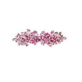 Faship Gorgeous Pink Rhinestone Crystal Floral Hair Barrette Clip