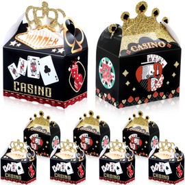 Zonon 40 Pieces Casino Theme Party Boxes Las Vegas Treat Boxes Casino Party Decorations Paper Poker Gift Boxes for Birthday Party Favor Las Vegas New Year Prom Party Supply