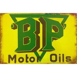 ABLERTRADE Metal Sign BP Motor Oils Nostalgic Wall Art Plaque House Decor Gift Tin Signs 8x12 Inch