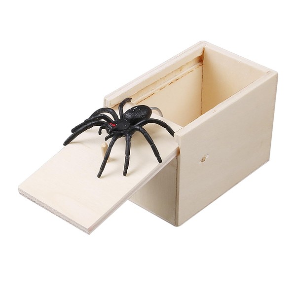 1 Piece Spider Prank Box, Handmade Spider Toy Box, Wooden