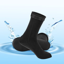 JOYJ 3 mm Neoprene Socks, Men's Women's Sports Diving Socks/Swimming Socks/Thermal Socks, Waterproof and Non-Slip, for Diving, Snorkelling,, black