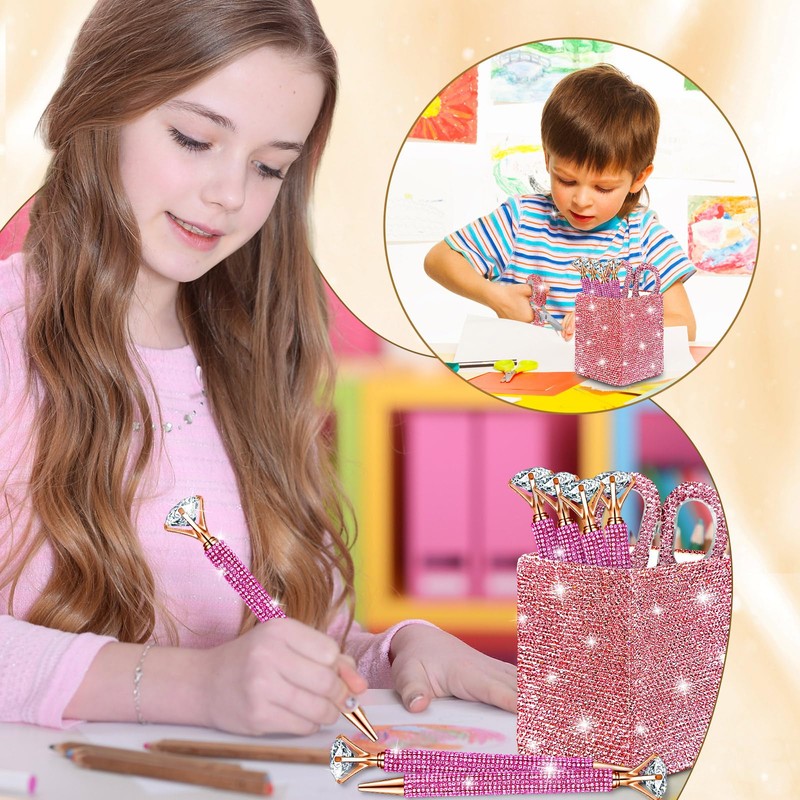 Qilery 8 Pcs Bling Desk Accessories for Valentines with 1