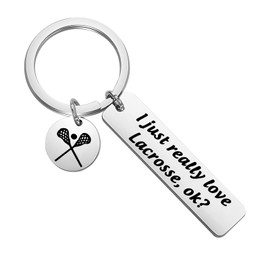 SEIRAA Lacrosse Keychain I Just Really Love Lacrosse Jewelry for Lacrosse Lover Gift For Lacrosse Players Lacrosse Coach (Lacrosse Keychain)