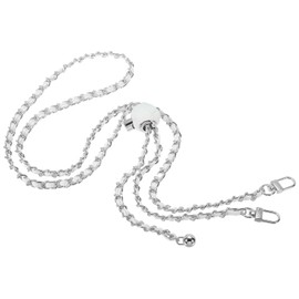 PATIKIL 55 Inch Thin Purse Chain Strap, Adjustable Leather Metal Chain Strap Replacement for Handbag Shoulder Crossbody Clutch Bags, Silver Tone/White