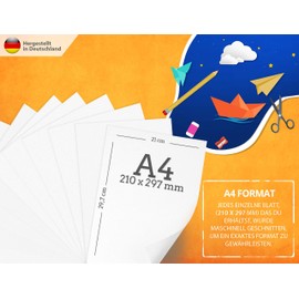 Printer Paper A4 80 g White - 500 Sheets - Premium Paper Pure White - DIN A4 - 21 x 29.7 cm - Copy Paper, Laser Printer & Inkjet for University, Photography, Presentations Ideal for Office & Office