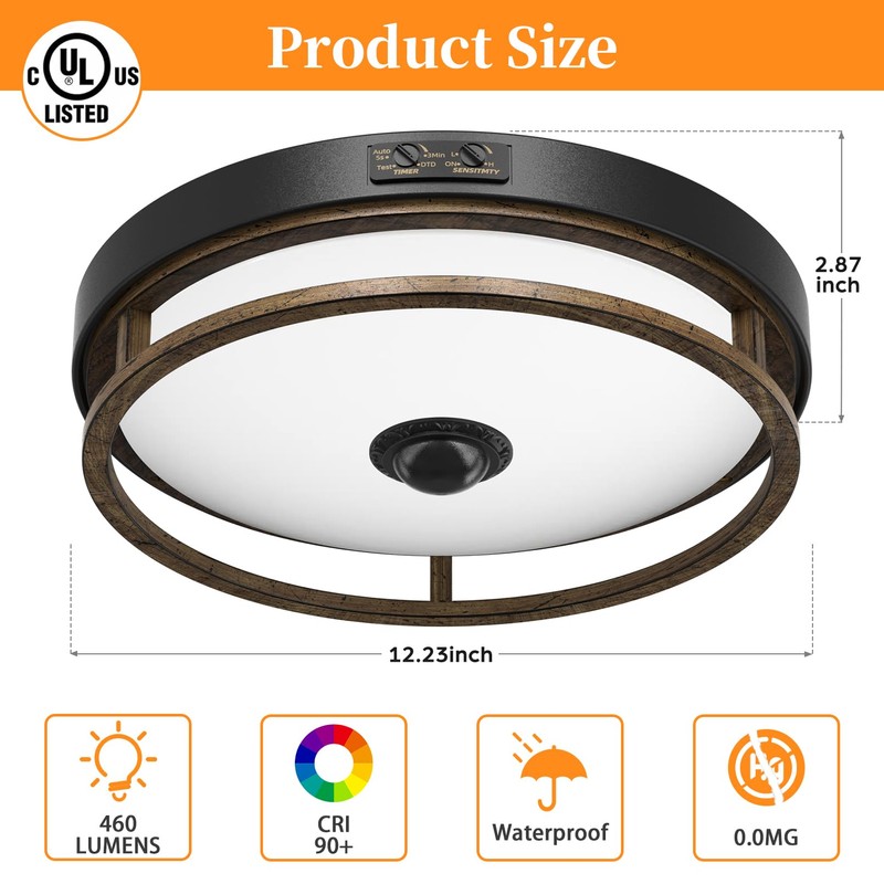 OYKYOHEI Motion Sensor Outdoor Ceiling Light, 2 Pack Outdoor Flush