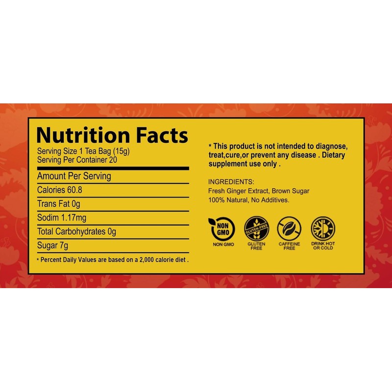 GT Instant Brown Sugar Ginger Tea, 10.58 Ounce Box (20