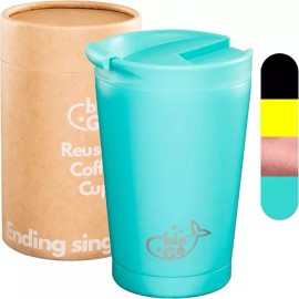 bioGo Stainless Steel BPA-Free Reusable Coffee Cup 350ml - Sky Blue