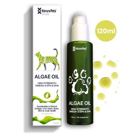Kōrure Pets Omega-3 Algae Oil for Cats – Fish-Free, Sustainable Omega Supplement for Skin, Coat, Joint & Immune Health – Natural Omega Cat Oil (120ml Cat)