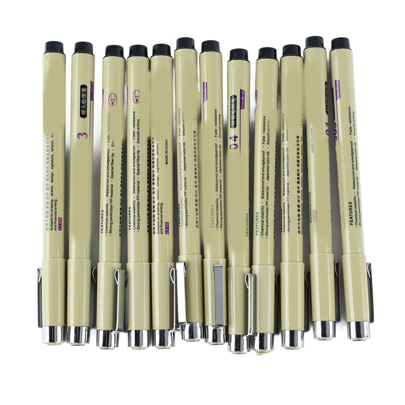 12pcs Waterproof Fine Tip Pens Quick Drying Smoothly Writing Nylon