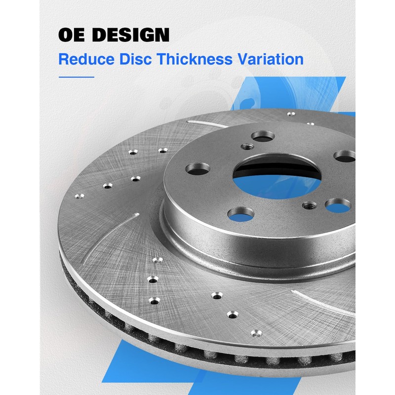 Anpulsero Front Brake Kit, Drilled Slotted Brake Rotors Brake Pads