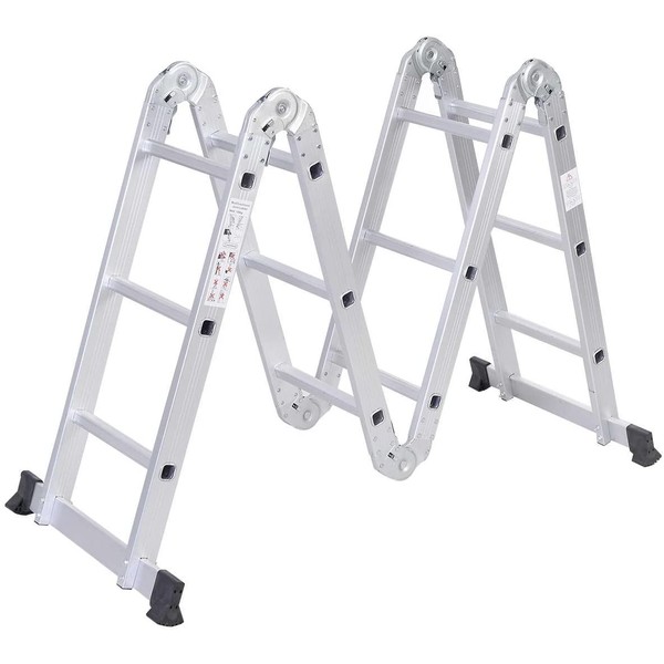 Safeplus Aluminum Lightweight Multi Task Ladder, 3.3ft Multi Purpose Folding Scaffold Ladder, 12.5ft Multi-Purpose Extension Work Step Ladder-MAX Weight 330 LBS