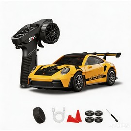 RC Car 1:43 RC Drift Car 4WD Full Proportional Operation Gyro Sensitivity Adjustable LED Light Independent Suspension 15km/h Type-C Charging for Adults Gift (Yellow)
