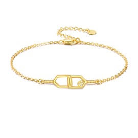 DAYLINLOVE Pickleball Bracelet S925 Sterling Silver Pickleball Paddle and Ball Bracelets Sports Jewellery Gifts for Women Pickleball Lovers