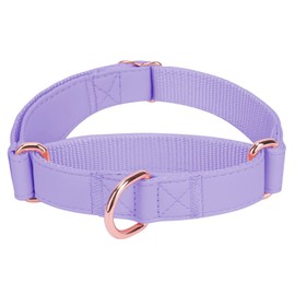 Soft Leather Martingale Dog Collar - Adjustable Rose Gold Limited Slip Collars [Easy to Clean], Stylish Durable Heavy Duty Nylon No Pull Training Collar for Small Medium Large Dogs S Purple