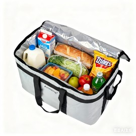 Arineng Food Delivery Insulated Bag, Insulated Cold Meal Bag, Built-in Base Plate, For Hot and Cold Food Takeout, Commercial Catering Transportation - 23 * 14 * 15 inches (NO Partitioned, Grey)