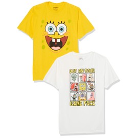 SpongeBob Squarepants Big Boys 2-Pack T-Shirt Bundle-Nickelodeon, White/Yellow