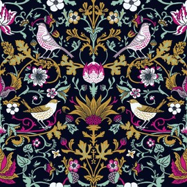 BaoHArtHome William Morris Peel and Stick Wallpaper Contact Paper Vintage Dark Floral Victorian Modern Self Adhesive Vinyl Wallpaper 17.7ft x 6.6ft