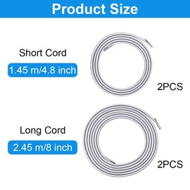 OFFCUP Elastic Cord for Sun Lounger, Pack of 4 Elastic Cord for Deck Chair, Elastic Cord Thread with End Caps, Rubber Cord for Relaxing Deckchair, Replacement Parts for Garden Loungers - Grey