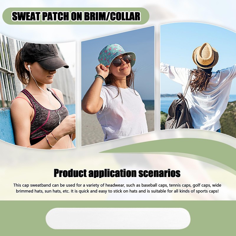 50pcs Hat Sweat Liner for Cap, White Absorbent Hat Liners