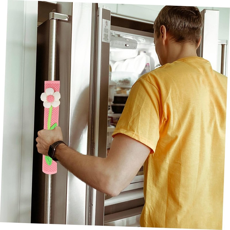 TEHAUX Flower Themed Refrigerator Handle Cover Stylish Protective Covers for