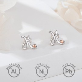 CELESTIA Initial Earrings Heart Jewelry Sterling Silver Stud Screwback Fashion Graduation Gifts for Her Mother Daughter Sister in Law